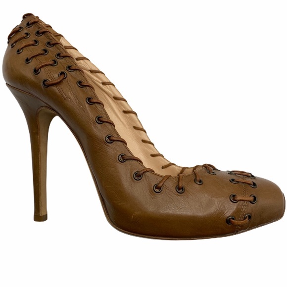 Giambattista Valli Paris Heels Leather Laced Trim - Picture 14 of 16